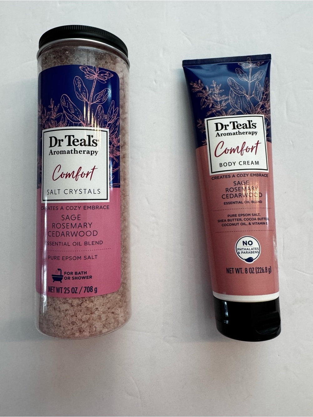Dr. Teals Comfort Sage Rosemary Cedarwood Bath Salt Crystals & Body Cream New